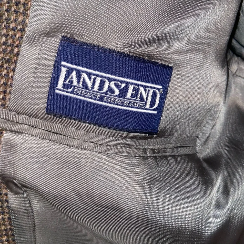 Vintage Lands End Blazer Mens 42L Wool Jacket Sport Coat Old Money USA Preppy